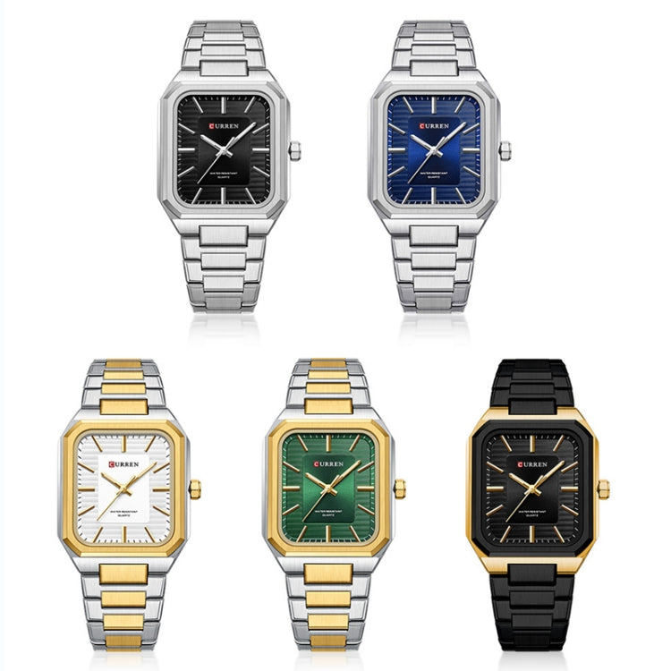Curren 8457 Business Steel Strap Square Men Quartz Watch, White Shell Black, White Shell Blue, Golden White, Gold Green, Golden Shell Black Surface Black Belt