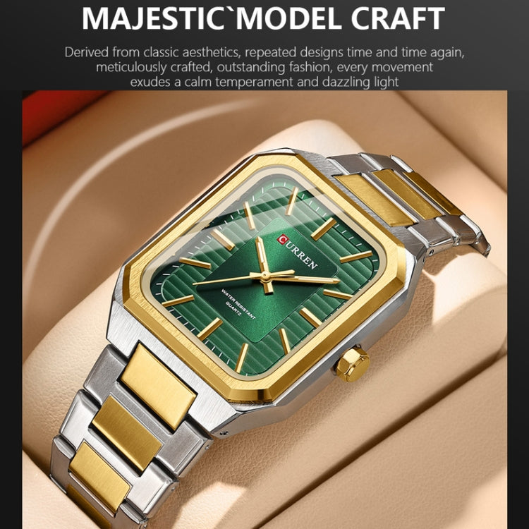 Curren 8457 Business Steel Strap Square Men Quartz Watch, White Shell Black, White Shell Blue, Golden White, Gold Green, Golden Shell Black Surface Black Belt