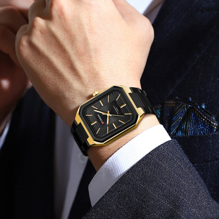 Curren 8457 Business Steel Strap Square Men Quartz Watch, White Shell Black, White Shell Blue, Golden White, Gold Green, Golden Shell Black Surface Black Belt