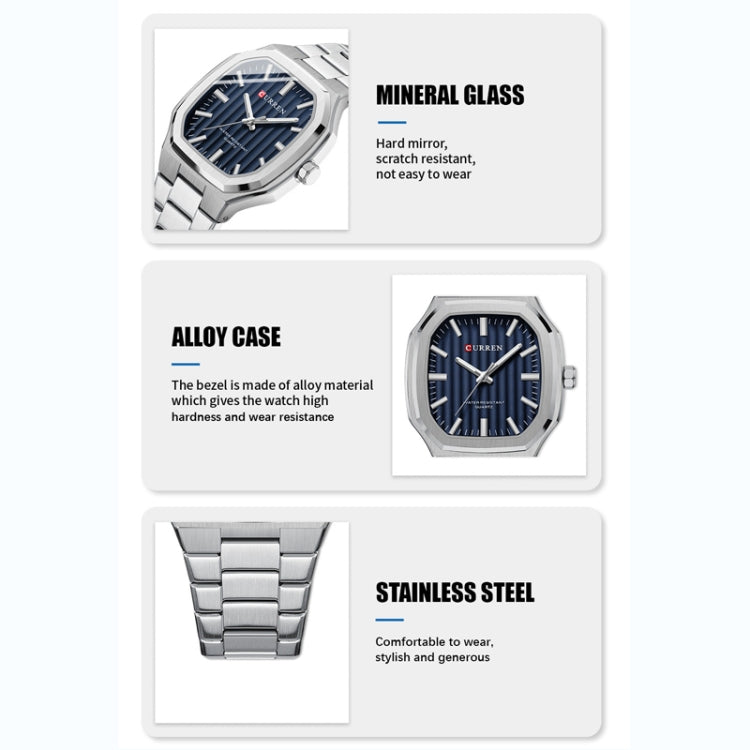 Curren 8458 Business Steel Strap Men Quartz Watch, Golden Shell Black, White Shell Golden Circle White Surface, White Shell Black, White Shell Blue, White Shell Light Green