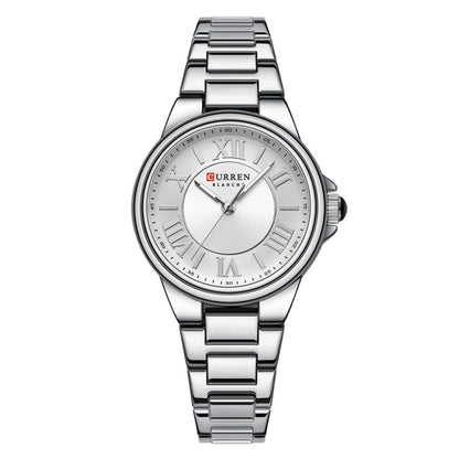 Curren 9091 Casual Steel Strap Waterproof Women's Watch, White Shell White, White Shell Pink, Rose Shell White, Golden Shell White, Rose Shell Blue
