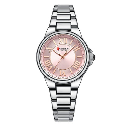 Curren 9091 Casual Steel Strap Waterproof Women's Watch, White Shell White, White Shell Pink, Rose Shell White, Golden Shell White, Rose Shell Blue