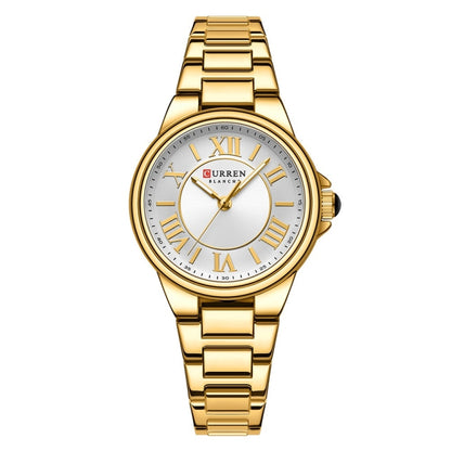 Curren 9091 Casual Steel Strap Waterproof Women's Watch, White Shell White, White Shell Pink, Rose Shell White, Golden Shell White, Rose Shell Blue