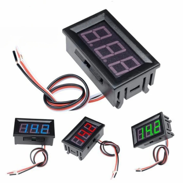 0V-30V 3 Wire DC Voltmeter Terminal 0.56 Inch LED Digital Voltmeter Accessories Reverse Connection Protection, Red, Blue, Green