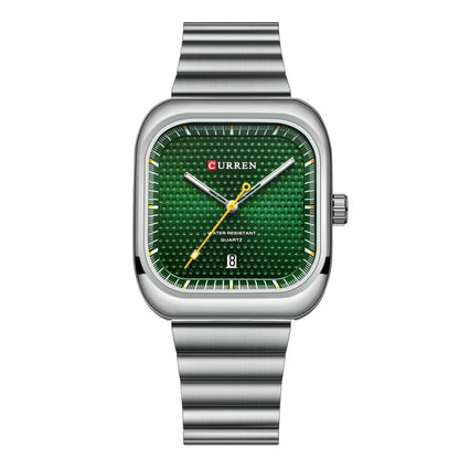 Curren 8460 Casual Steel Strap Square Men Quartz Watch, Black Shell Black, Black Shell Blue, White Shell Black, White Shell White, White Shell Green, White Shell Blue