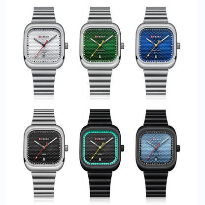 Curren 8460 Casual Steel Strap Square Men Quartz Watch, Black Shell Black, Black Shell Blue, White Shell Black, White Shell White, White Shell Green, White Shell Blue