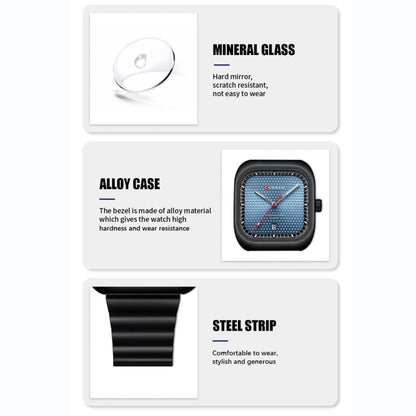 Curren 8460 Casual Steel Strap Square Men Quartz Watch, Black Shell Black, Black Shell Blue, White Shell Black, White Shell White, White Shell Green, White Shell Blue