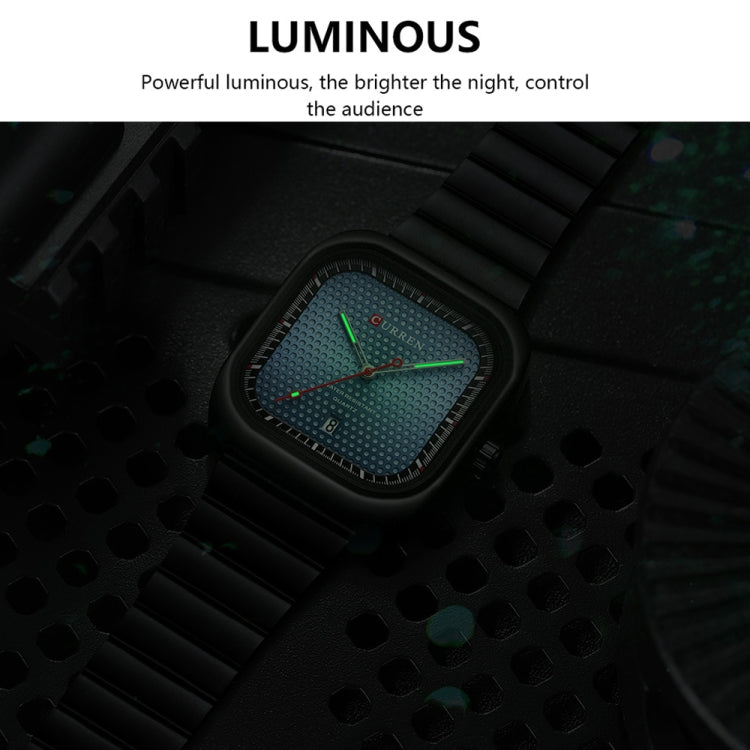 Curren 8460 Casual Steel Strap Square Men Quartz Watch, Black Shell Black, Black Shell Blue, White Shell Black, White Shell White, White Shell Green, White Shell Blue