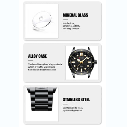 Curren 8450 Business Sports Steel Strap Men Quartz Watch, White Shell Black, White Shell Blue, White Shell Green, Black Shell Black