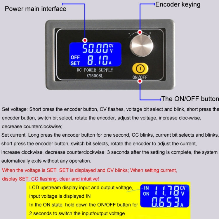 50V 8A DC Numerical Control Lithium Battery Step-Down Power Supply, XY5008L, XY5008L With Case