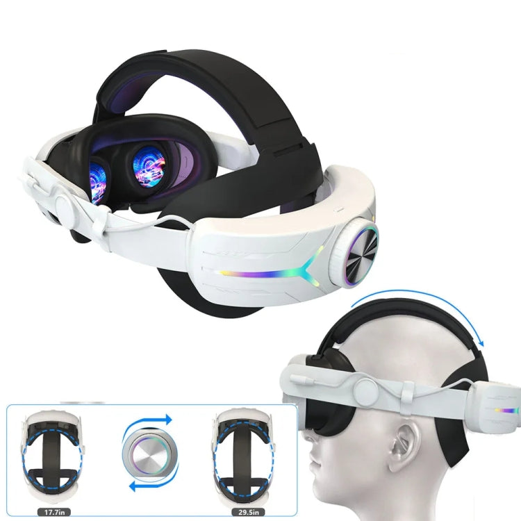 For Meta Quest 3 USB Rechargeable RGB Lighting Effect Adjustable Foldable Headset, For Meta Quest 3 (Black), For Meta Quest 3 (Elite), For Meta Quest 3 (White)