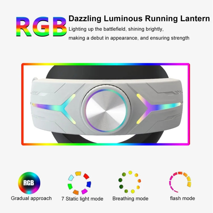 For Meta Quest 3 USB Rechargeable RGB Lighting Effect Adjustable Foldable Headset, For Meta Quest 3 (Black), For Meta Quest 3 (Elite), For Meta Quest 3 (White)