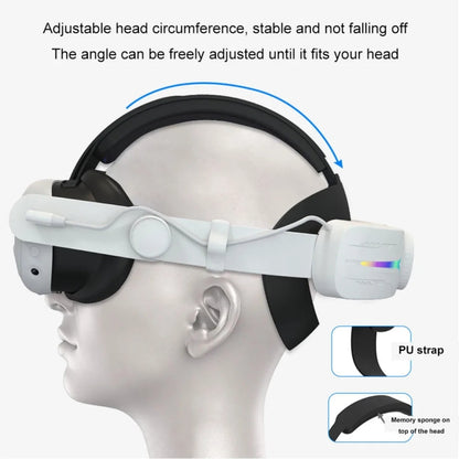 For Meta Quest 3 USB Rechargeable RGB Lighting Effect Adjustable Foldable Headset, For Meta Quest 3 (Black), For Meta Quest 3 (Elite), For Meta Quest 3 (White)