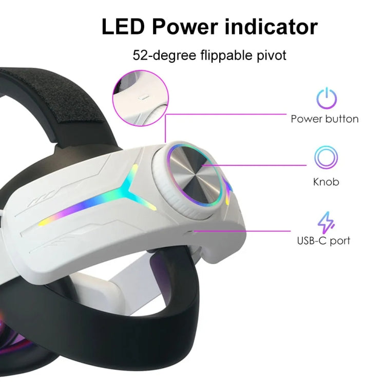 For Meta Quest 3 USB Rechargeable RGB Lighting Effect Adjustable Foldable Headset, For Meta Quest 3 (Black), For Meta Quest 3 (Elite), For Meta Quest 3 (White)