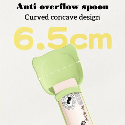 Cat Feeder Cat Strip Squeezer Pet Snack Minced Meat Feeding Spoon, Orange, Green, Beige