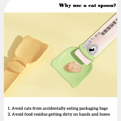 Cat Feeder Cat Strip Squeezer Pet Snack Minced Meat Feeding Spoon, Orange, Green, Beige