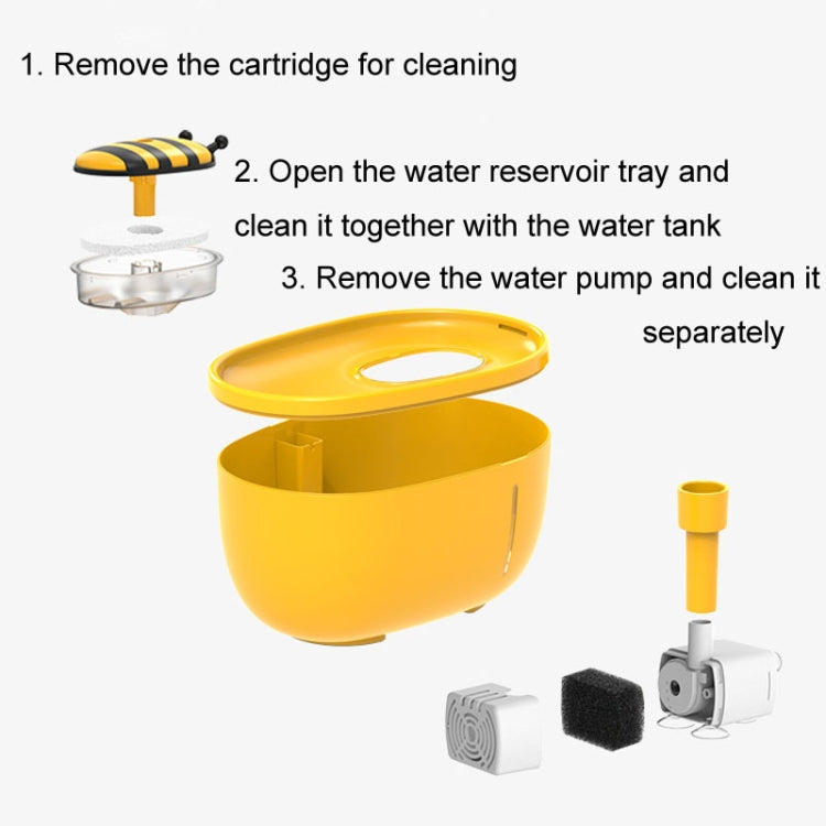 2L Bee Pet Water Dispenser Cats Intelligent Circulating Filtered Water Dryer, USB Direct Plug