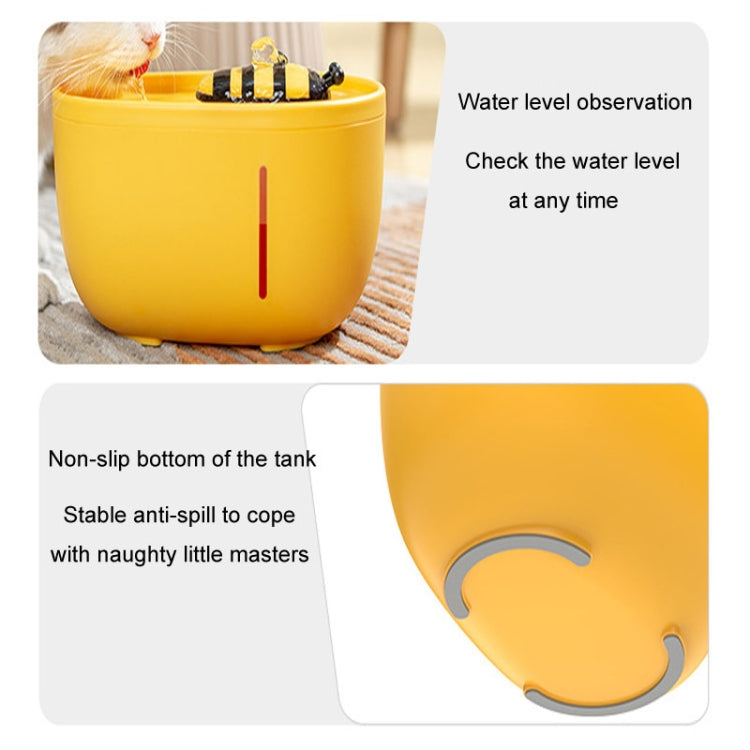 2L Bee Pet Water Dispenser Cats Intelligent Circulating Filtered Water Dryer, USB Direct Plug