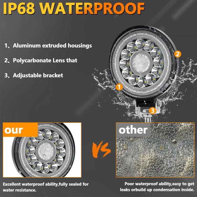 4 Inch Round Mixed Luminous Double-Circle Angel Eye Work Light, D0102