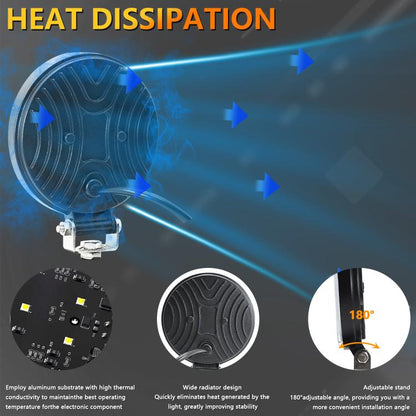 4 Inch Round Mixed Luminous Double-Circle Angel Eye Work Light, D0102