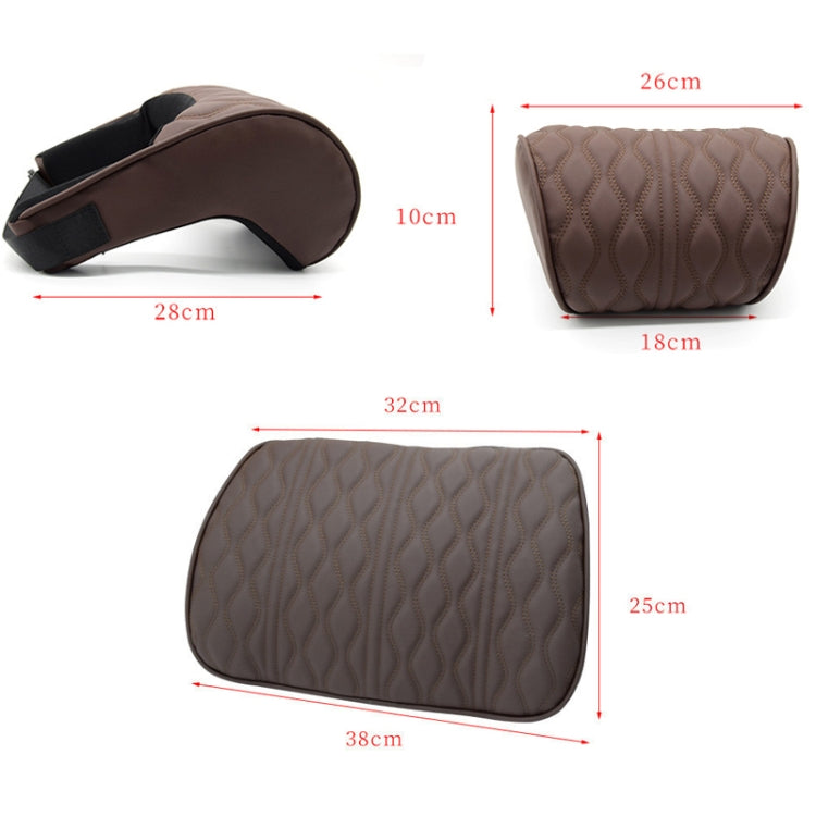 Car Seat Memory Foam Support Cushion, Black Headrest, Coffee Headrest, Black Waist Support, Coffee Waist Support