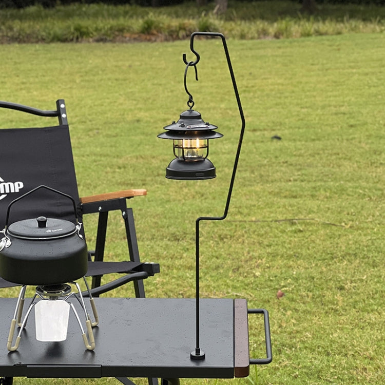 Outdoor Camping Desk Lamp Frame Retro Iron Art Camp Lamp Hanging Shelf Desktop Magnet Light Pole, 53.5cm