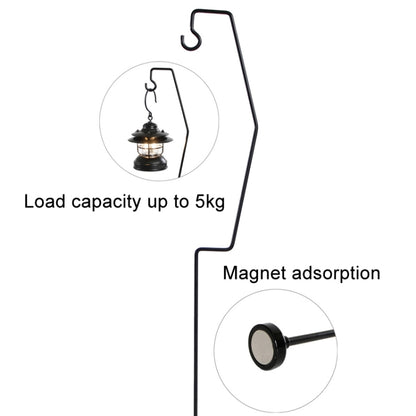 Outdoor Camping Desk Lamp Frame Retro Iron Art Camp Lamp Hanging Shelf Desktop Magnet Light Pole, 53.5cm