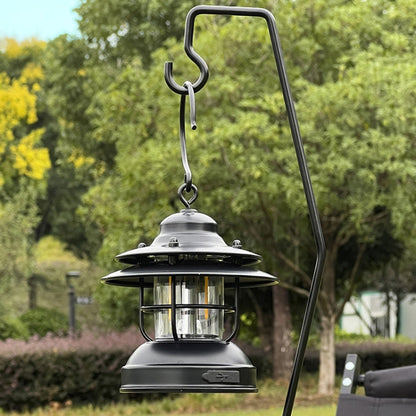 Outdoor Camping Desk Lamp Frame Retro Iron Art Camp Lamp Hanging Shelf Desktop Magnet Light Pole, 53.5cm