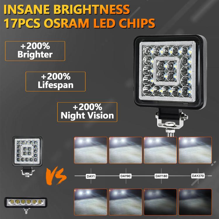 4 Inch Square Mixed Light Double-Circle Angel Eye Work Light, D0103