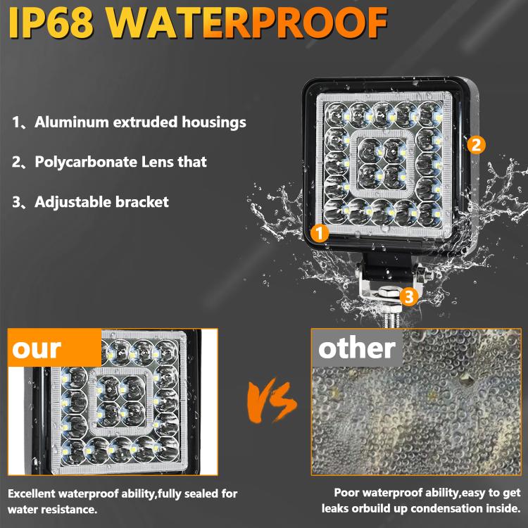 4 Inch Square Mixed Light Double-Circle Angel Eye Work Light, D0103