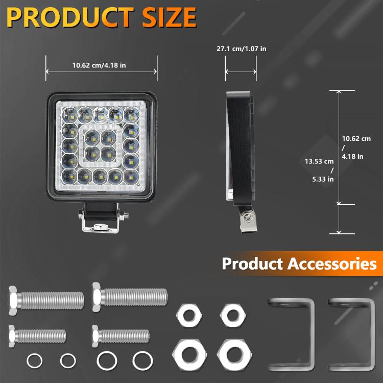 4 Inch Square Mixed Light Double-Circle Angel Eye Work Light, D0103