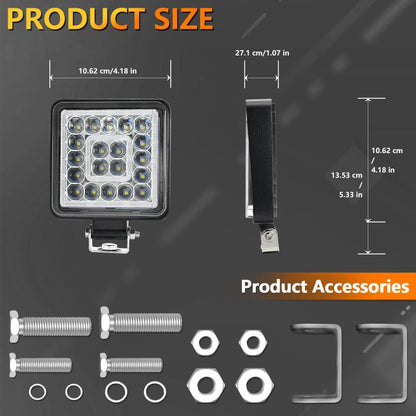 4 Inch Square Mixed Light Double-Circle Angel Eye Work Light, D0103