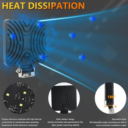 4 Inch Square Mixed Light Double-Circle Angel Eye Work Light, D0103