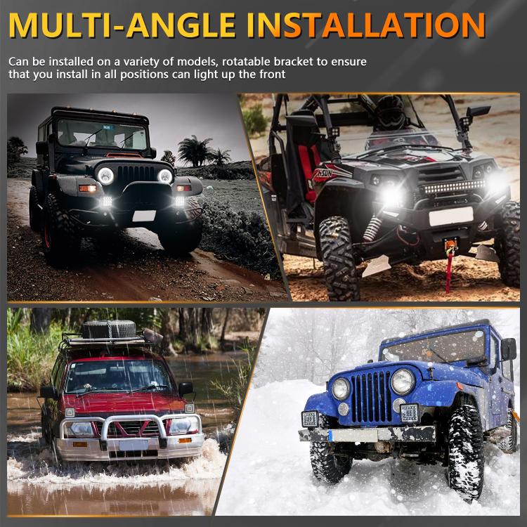 4 Inch Square Mixed Light Double-Circle Angel Eye Work Light, D0103