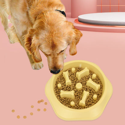 Bone Shape Dog Slow Food Bowl Dog Food Pot Pet Feeder