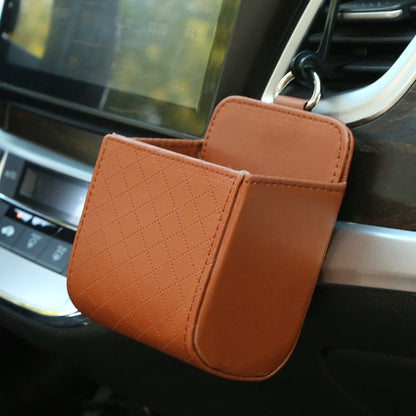 Car Air Outlet Leather Multifunctional Mobile Phone Card Hanging Storage Box, Black, Gray, Brown, Beige