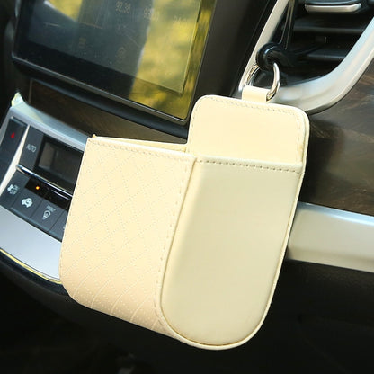 Car Air Outlet Leather Multifunctional Mobile Phone Card Hanging Storage Box, Black, Gray, Brown, Beige