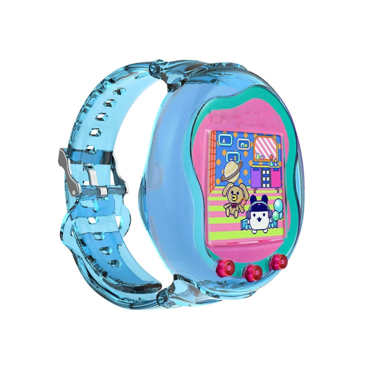 For Tamagotchi UNI (2023) Pet Game Machine Silicone Integrated Watch Strap Protective Case, Transparent Blue, Transparent, Transparent Pink
