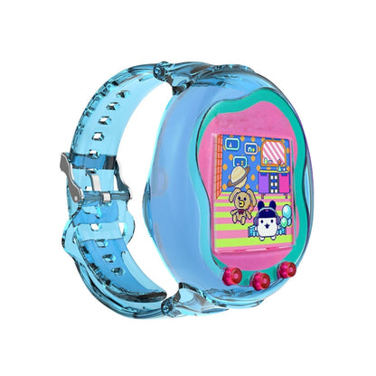 For Tamagotchi UNI (2023) Pet Game Machine Silicone Integrated Watch Strap Protective Case, Transparent Blue, Transparent, Transparent Pink