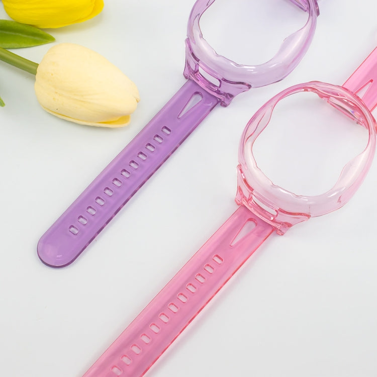 For Tamagotchi UNI (2023) Pet Game Machine Silicone Integrated Watch Strap Protective Case, Transparent Blue, Transparent, Transparent Pink