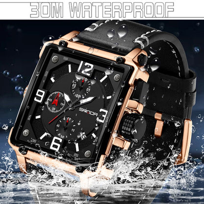 SANDA 5304 Quartz Men Watch Three Eyes Six Stitches Simple Calendar Waterproof Waist Watch