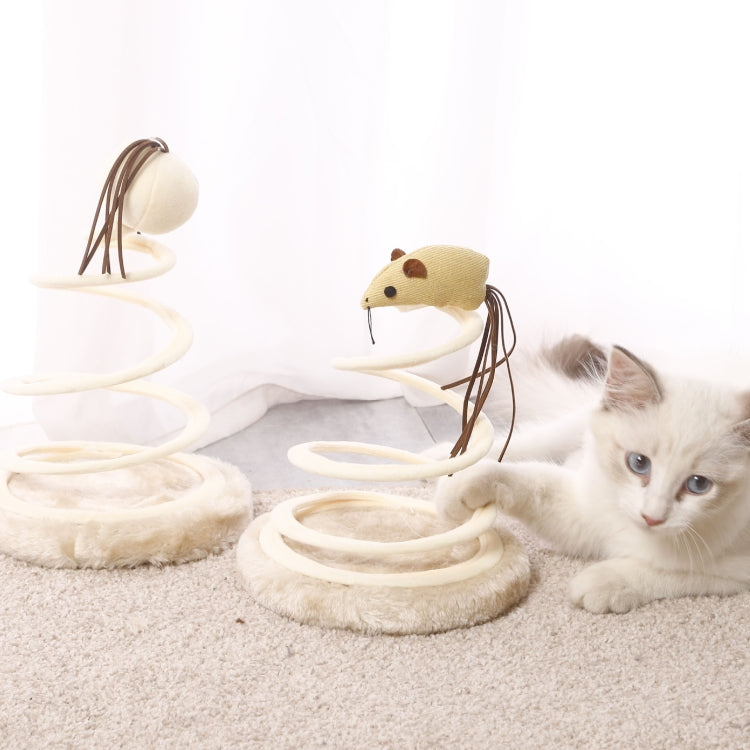 Cute Pet Cats Toys Supplies Spiral Wire Spring Fabric Round Cats Scratching Toys