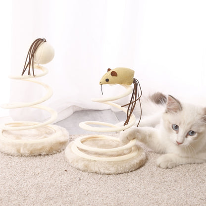 Cute Pet Cats Toys Supplies Spiral Wire Spring Fabric Round Cats Scratching Toys