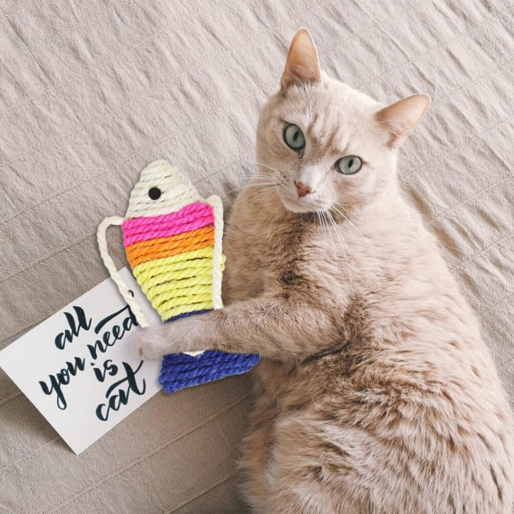 Pet Cats Toys Lanyard Sisal Cardboard Fish Claw Sharpening Toys