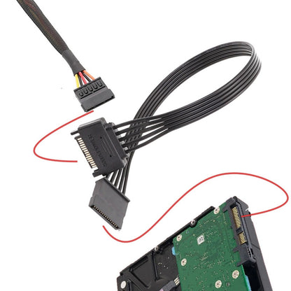 Power Supply SATA 15Pin Male And Female Extension Cable Durable Hard Disk Drive Power Connection Cables, 60cm 15Pin