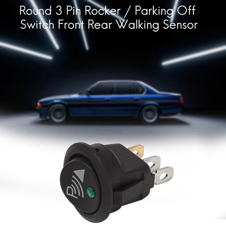 Round 3Pin Rocker Switch LED Light 12V Car Modification Reverse Sensor Switch, 2pcs KCD1-102N