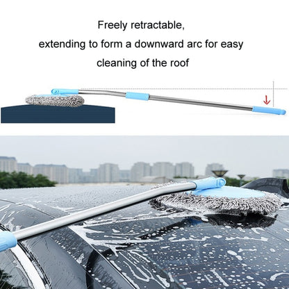 Car Chenille Curved Handle Telescopic Car Wash Soft Bristle Mop, Blue