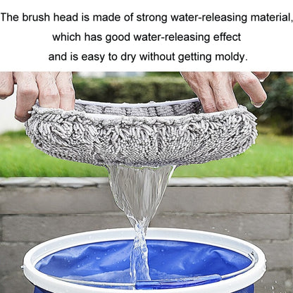 Car Chenille Curved Handle Telescopic Car Wash Soft Bristle Mop, Blue