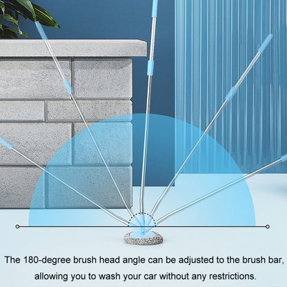 Car Chenille Curved Handle Telescopic Car Wash Soft Bristle Mop, Blue