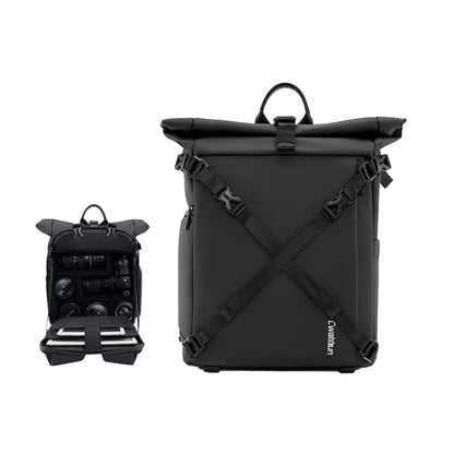 Cwatcun D113 Shoulder Leisure Camera Bag Waterproof High Capacity Outdoor Travel Photography Bag, Small Black, Large Black